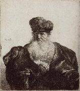 REMBRANDT Harmenszoon van Rijn Old Man with Beard,Fur Cap and Velvet Cloak oil painting reproduction